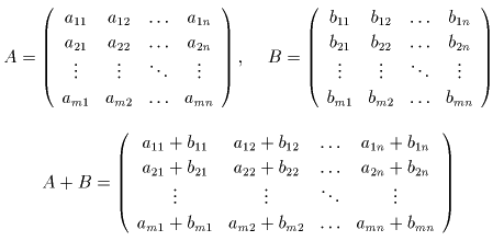 Equation of sum of matrices A and B
