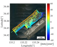 East-west displacement component of Island II of Kansai International Airport